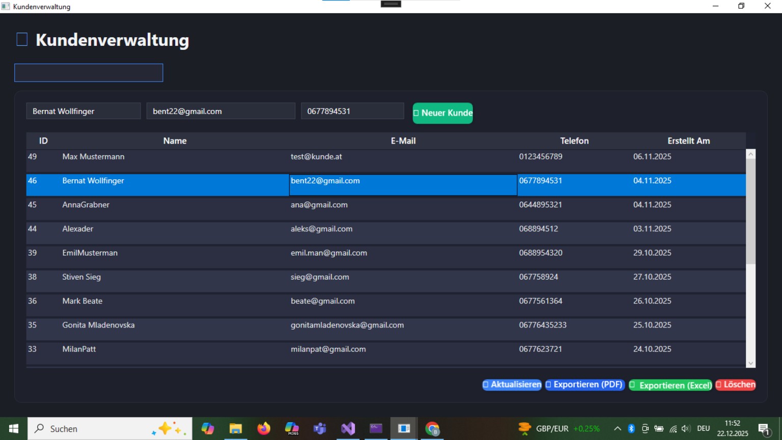 ERP Kundenverwaltung